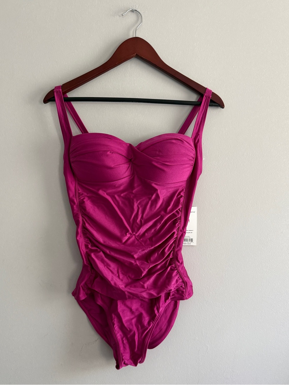 Betsey Johnson Gorgeous Pink Bandeau One-Piece Swimsuit size M